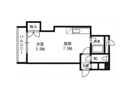 円山北町ハイム(1DK/4階)の間取り写真