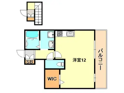 クレール ベルヴィル立花B棟(ワンルーム/2階)の間取り写真