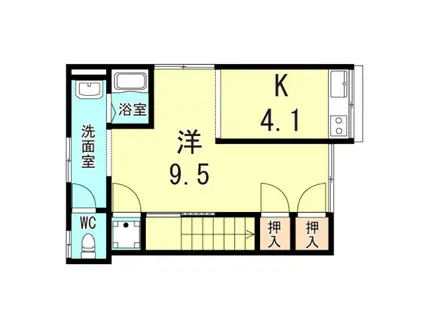 ヴィラ琴浦(1DK/2階)の間取り写真