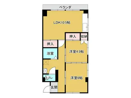 ユートピアマンション(2LDK/4階)の間取り写真