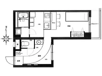コスモエル下鴨(1K/2階)の間取り写真