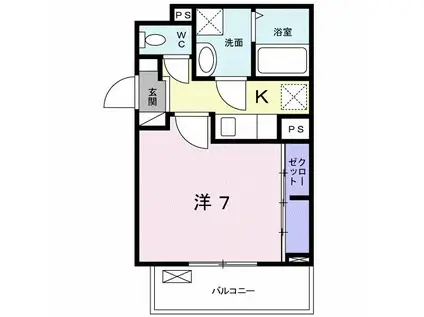 サブマリンSKIII(1K/2階)の間取り写真