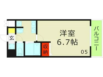 H2O今福 旧おおきに今福サニーアパートメント(1K/5階)の間取り写真