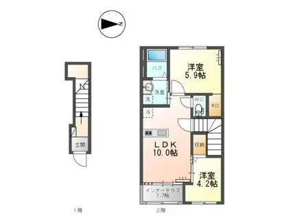 サルドゥ レ ユニオン(2LDK/2階)の間取り写真