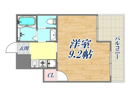 グレースコートⅡ(1K/1階)の間取り写真