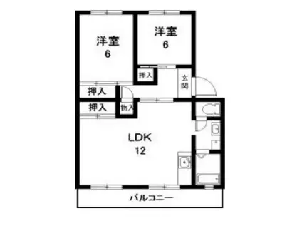 杉山コーポC(2LDK/4階)の間取り写真