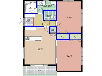 MUSE(2LDK/1階)の間取り写真