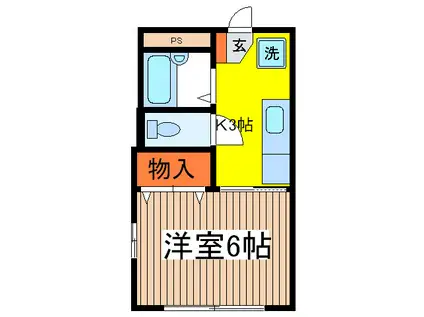 エスポワール井上(1K/1階)の間取り写真