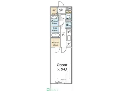 リブリ・検見川浜(1K/1階)の間取り写真