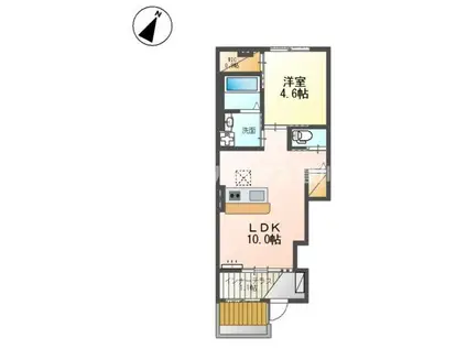 牛久保町岸組アパート(1LDK/1階)の間取り写真