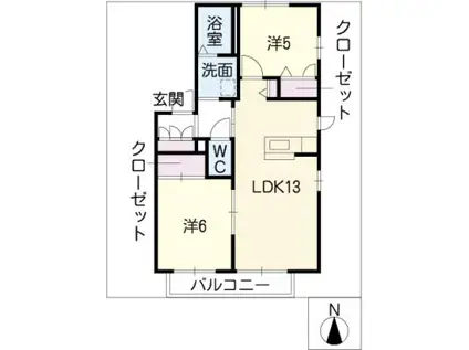 サンハイツ美濃(2LDK/1階)の間取り写真