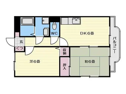センチュリー21 A棟(2DK/2階)の間取り写真