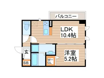 あすとTSII(1LDK/2階)の間取り写真