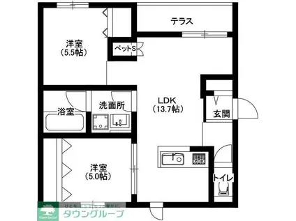 WIND VALLEY(2LDK/1階)の間取り写真