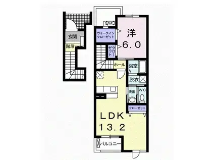 グリシーナ(1LDK/2階)の間取り写真