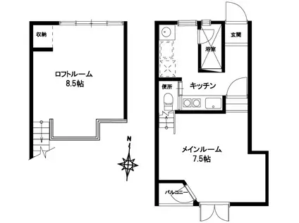 八王寺ありえす(2K/2階)の間取り写真