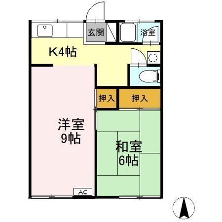 コーポ則竹(2K/1階)の間取り写真