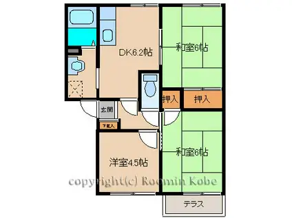 グリーンヴィレッジ南別府(3DK/2階)の間取り写真