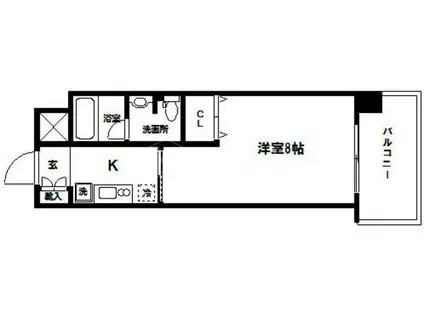 グランマーレ天満橋(1K/4階)の間取り写真