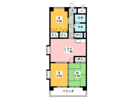 メゾンブローニュ8(3LDK/5階)の間取り写真