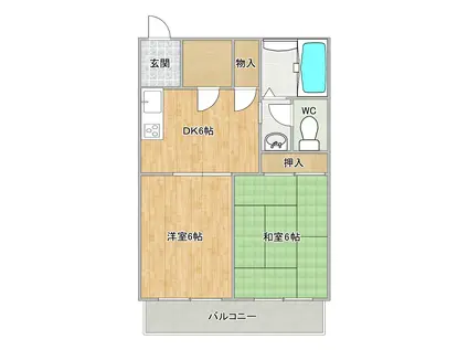 ピュアライフ歌島(2DK/6階)の間取り写真