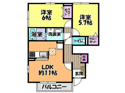 サニーメゾン(2LDK/1階)の間取り写真
