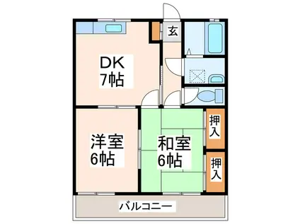 コーポ西(2DK/2階)の間取り写真