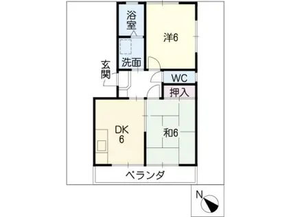 メゾン石原(2DK/1階)の間取り写真