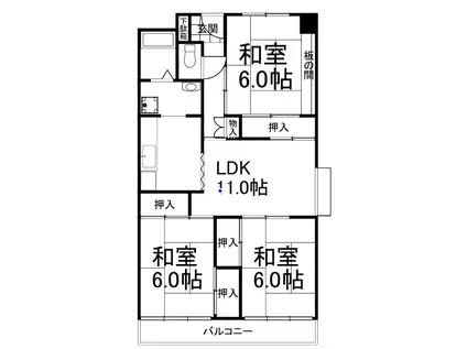香里園ヒルズ(3LDK/3階)の間取り写真