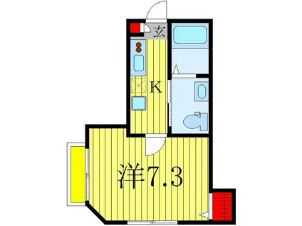 レガリアコート柏の葉(1K/1階)の間取り写真