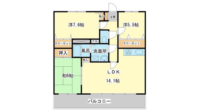 グランベール蒲田(3LDK/3階)の間取り写真