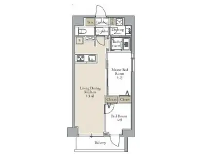 グランカーサ日暮里(2LDK/2階)の間取り写真