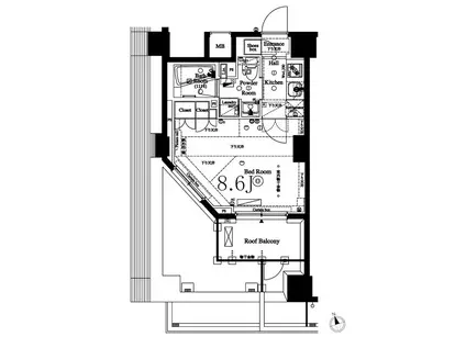 アークマーク梅屋敷アジールコート(1K/7階)の間取り写真