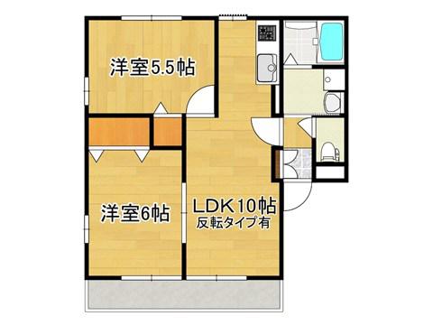 シェル大津A(2LDK/2階)の間取り写真