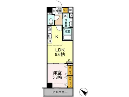 PLUMERIA(1LDK/5階)の間取り写真