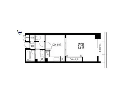 ロータス仙台中央(1DK/8階)の間取り写真