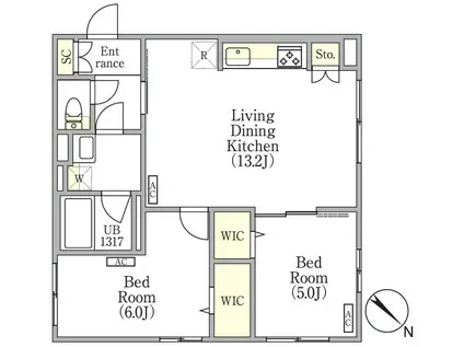 ツヴァイテ小竹向原(2LDK/2階)の間取り写真