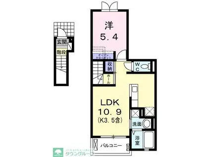 ＪＲ青梅線 牛浜駅 徒歩9分 3階建 築13年(1LDK/2階)の間取り写真