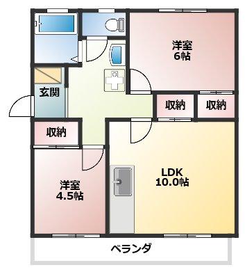 イーストパレス南新屋(2LDK/4階)の間取り写真