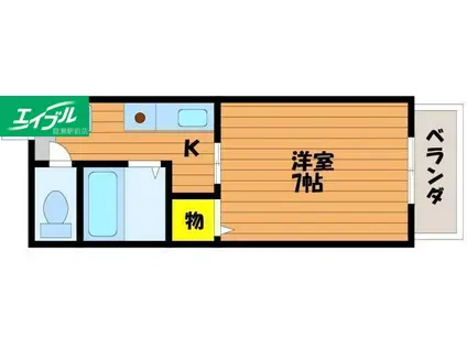 コーポアムール(1K/2階)の間取り写真