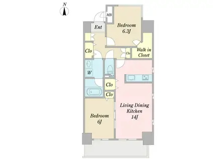 HERENCIA千代田(2LDK/2階)の間取り写真