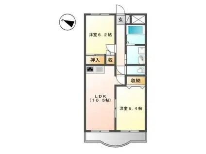 カーム・ルーラル(2LDK/3階)の間取り写真