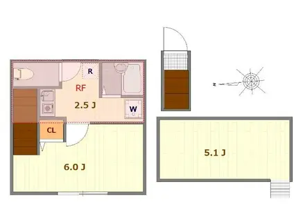 ミュレ東伏見(1K/2階)の間取り写真
