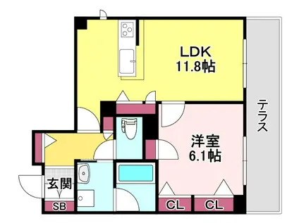 スカイ ウィング(1LDK/1階)の間取り写真