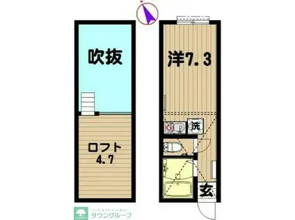 G・Aタウン川崎・小倉(ワンルーム/1階)の間取り写真