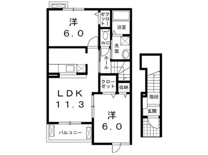 エトワール・フィラントA(2LDK/2階)の間取り写真