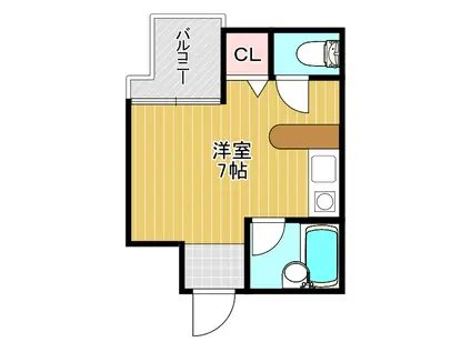 ハピネス東生駒(ワンルーム/3階)の間取り写真