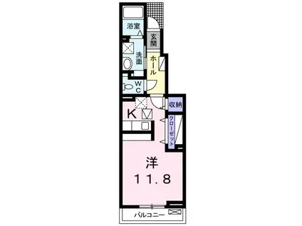 パティオ中島II(ワンルーム/1階)の間取り写真