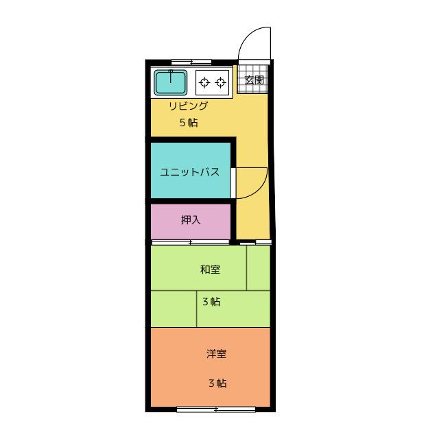 レグルス(1K/2階)の間取り写真