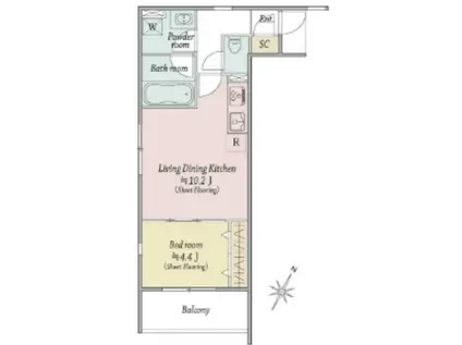 MOCXION扇(1LDK/1階)の間取り写真